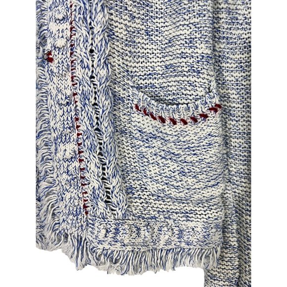 Angels of the North Woman's Small Two-Toned marbled blue white Woven Blazer - Picture 9 of 15